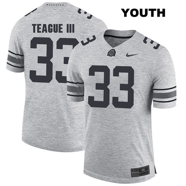 Ohio State Buckeyes Youth Master Teague #33 Gray Authentic Nike College NCAA Stitched Football Jersey AR19B25FI